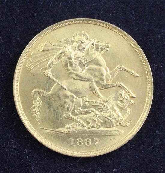 A Victoria Jubilee gold two pounds, 1887,